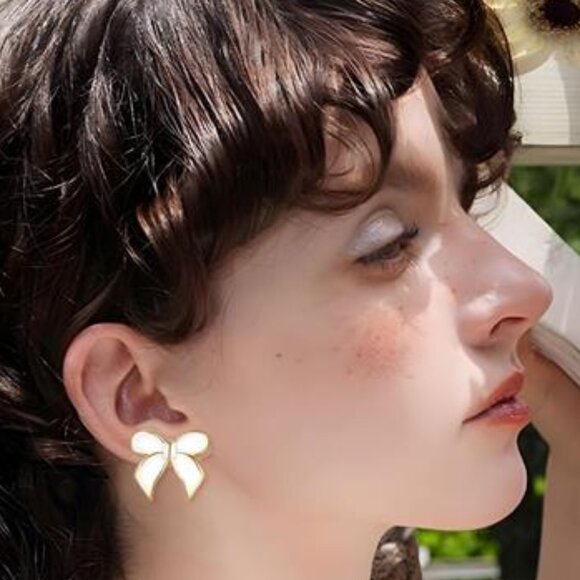 18K Gold Plated Studs | Dainty Oil Drop Finish | Cute Gift for Women - Picture 2 of 6